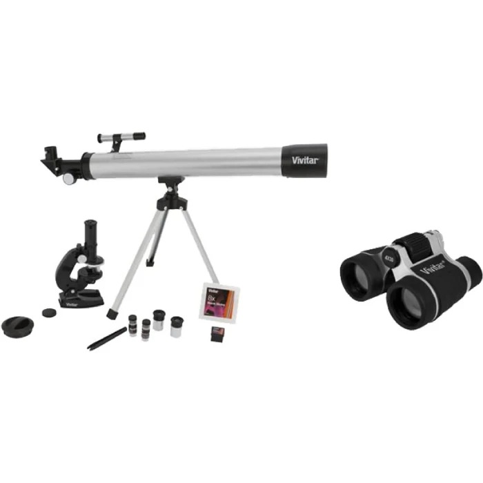 Kit de ciencia óptica: telescopio, microscopio y binoculares