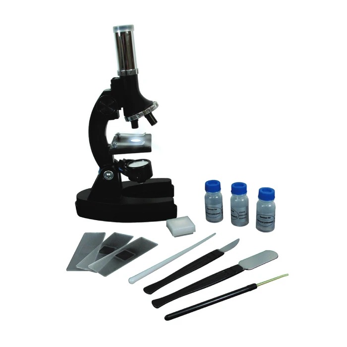 Kit de microscopio con mando giratorio y 3 niveles de aumento (20 piezas)